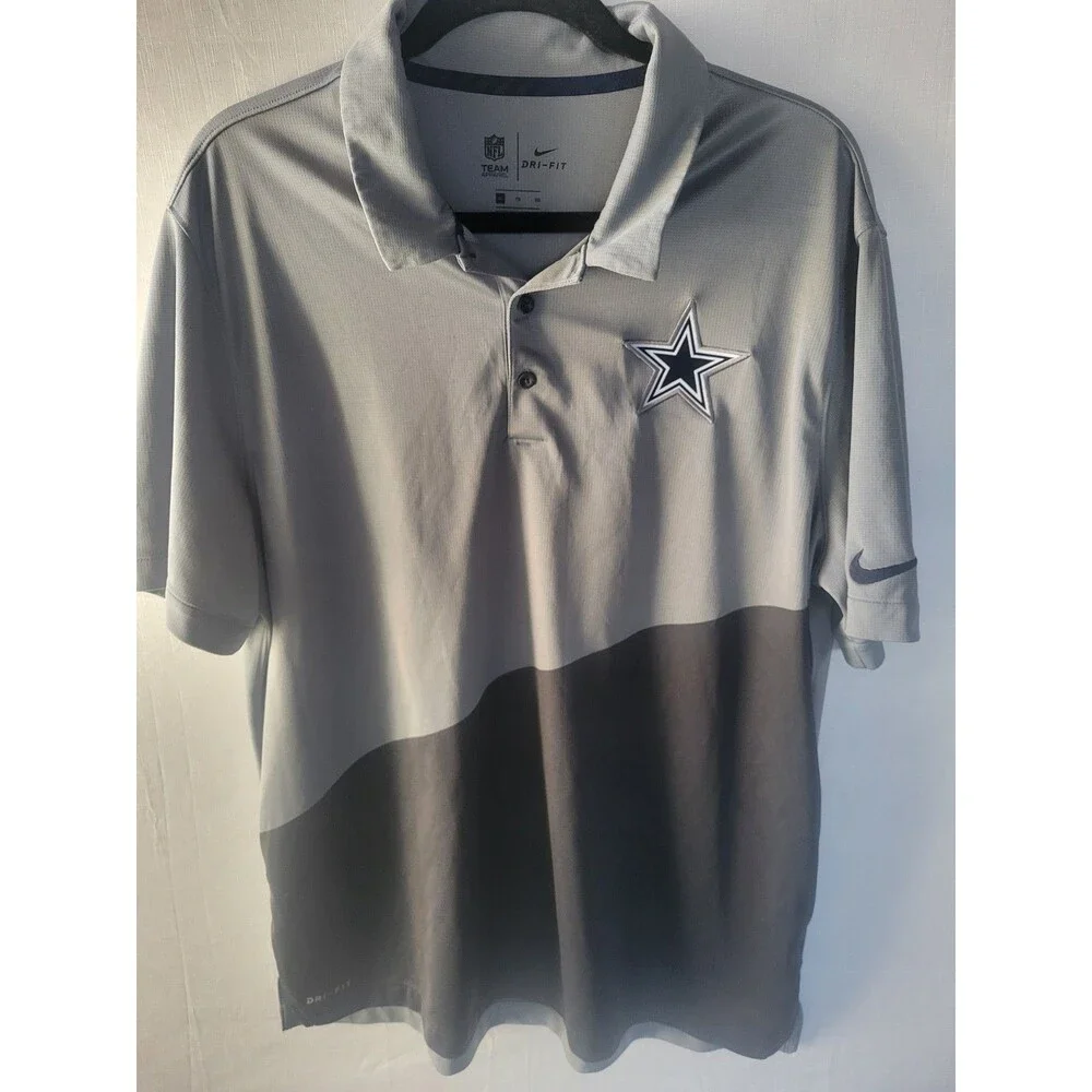 Nike Dri-FIT Dallas Cowboys Polo XL Shirt Gray Black Men’s - Picture 2 of 10